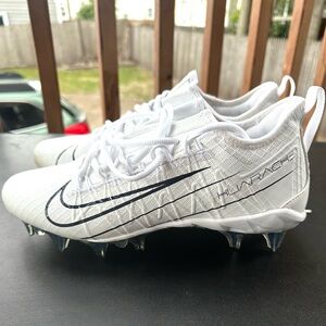 Nike White Huarache Cleats with Black Swoosh